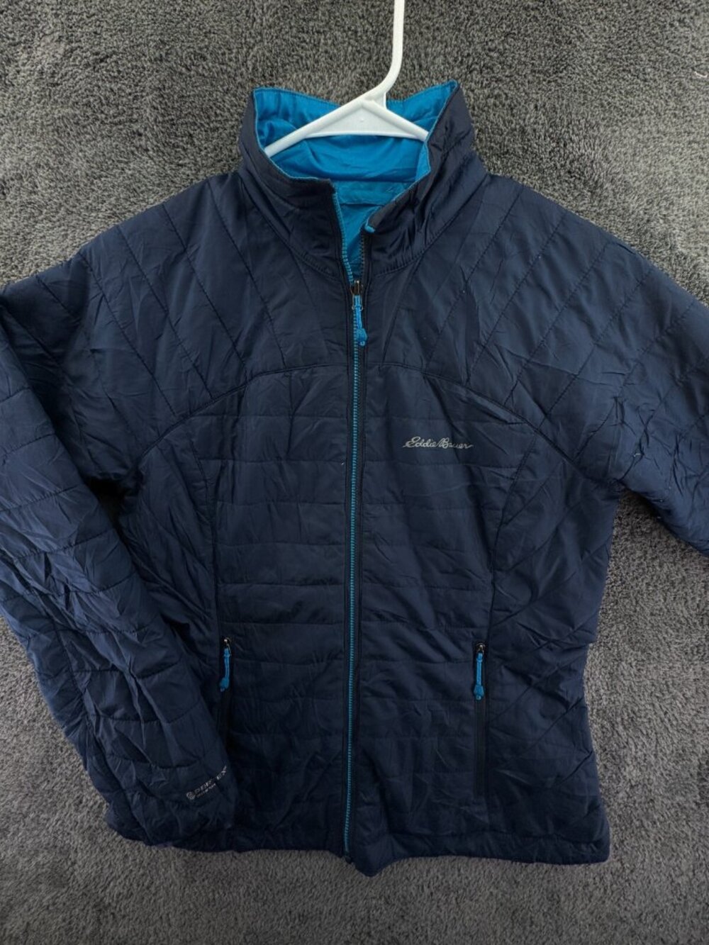 Eddie Bauer Jacket Women Blue Full Zip Insulated Puffer Lightweight First Ascent